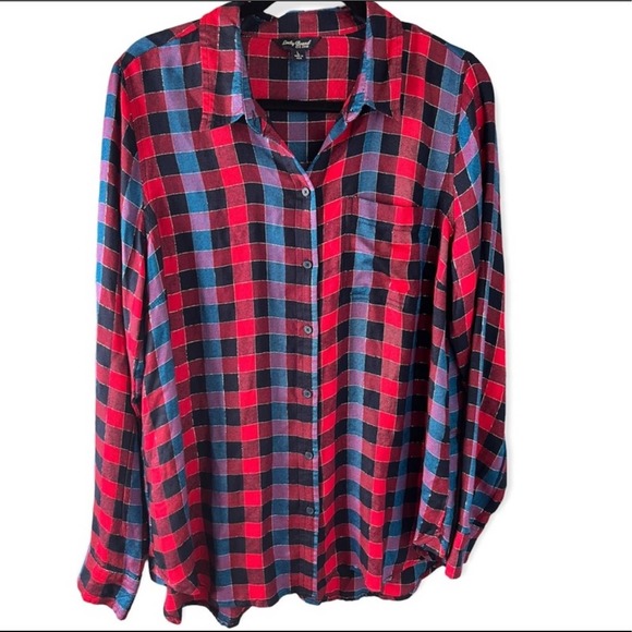 Lucky Brand Tops - Lucky Brand women’s Plaid long sleeve button up shirt size large